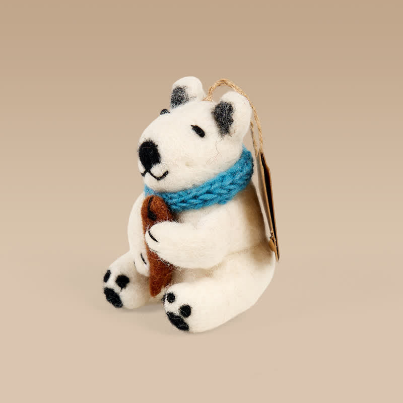 Needle Felted Polar Bear - Animal Ornament | Nature Lover Gift| Handmade Decoration - image 6