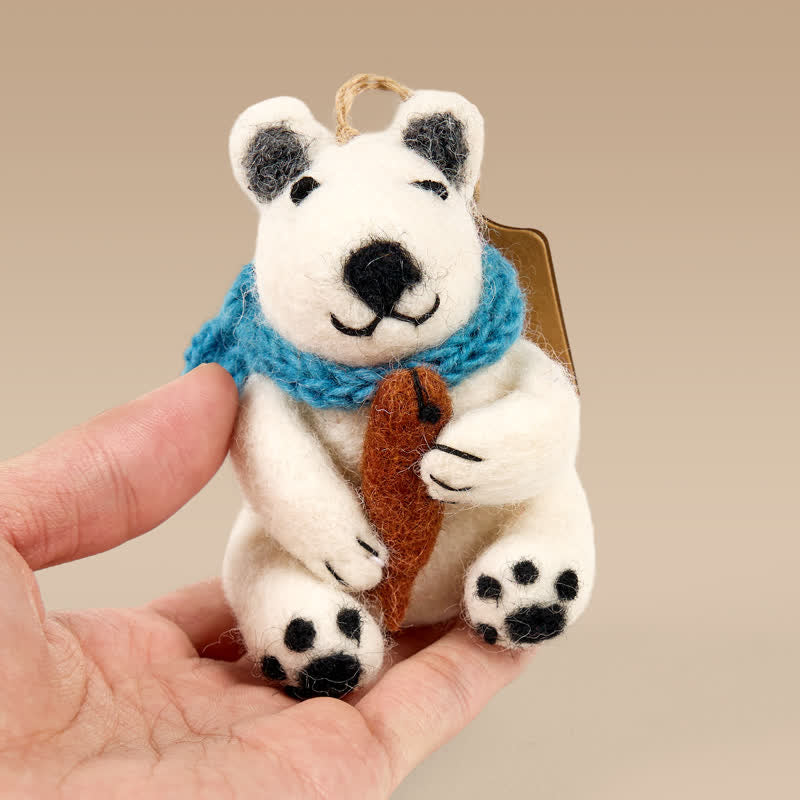 Needle Felted Polar Bear - Animal Ornament | Nature Lover Gift| Handmade Decoration - image 3