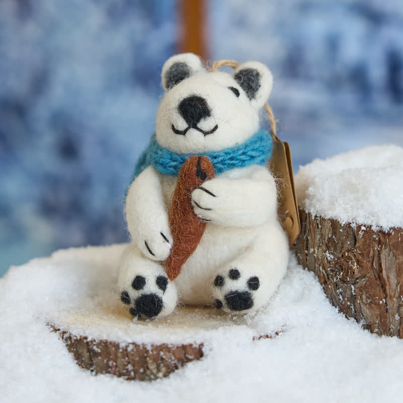 Needle Felted Polar Bear - Animal Ornament | Nature Lover Gift| Handmade Decoration - image 2