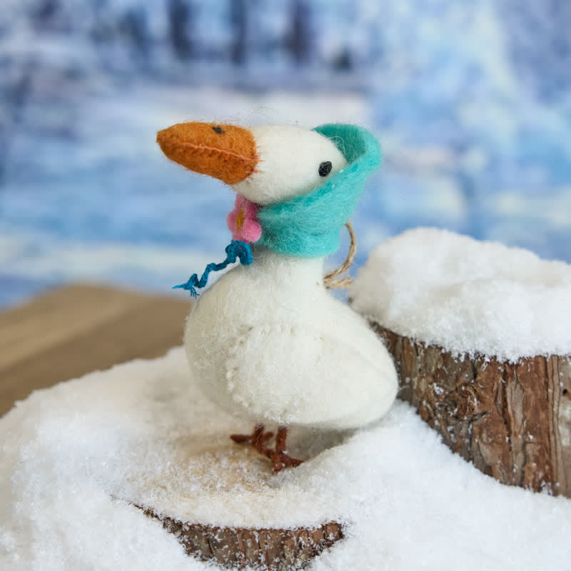 Needle Felted Winter Goose - Animal Ornament| Nature Lover Gift - image 1