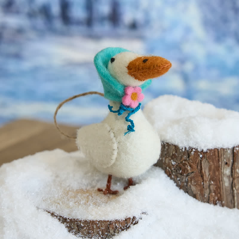 Needle Felted Winter Goose - Animal Ornament| Nature Lover Gift - Felted Winter Goose - image 0