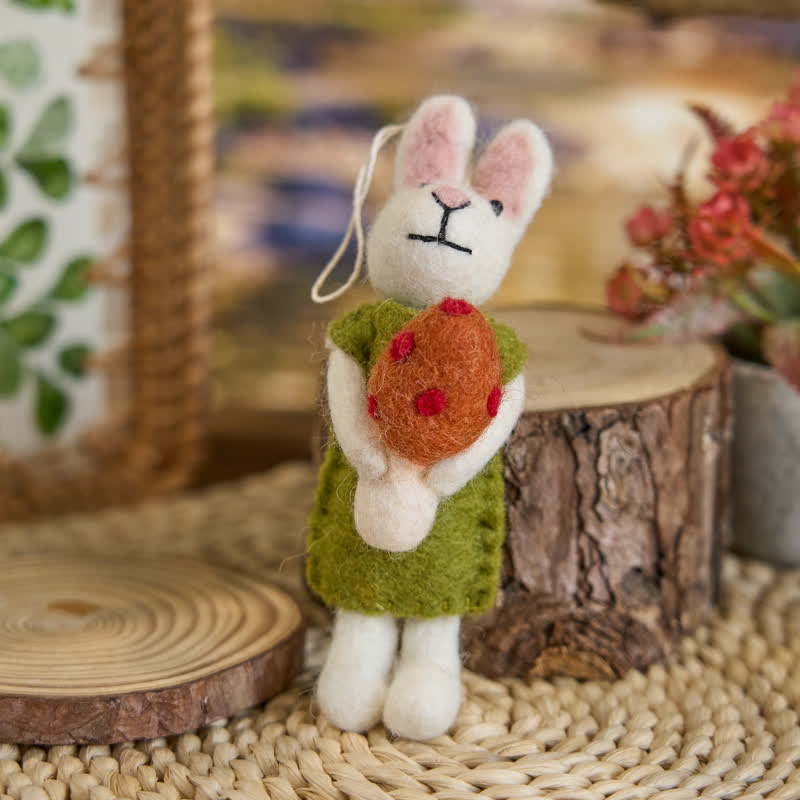 Needle Felt Bunny In Green Dress - Felted Animal | Nature Lover Gift - Felted Animal - image 0