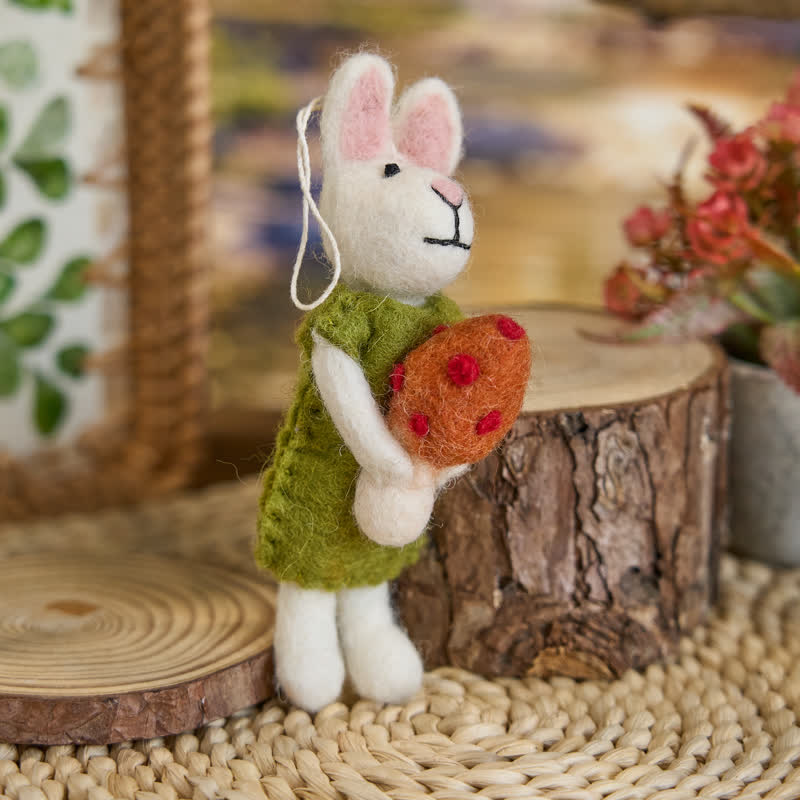Needle Felt Bunny In Green Dress - Felted Animal | Nature Lover Gift - image 1