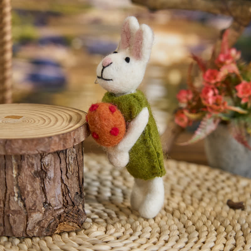 Needle Felt Bunny In Green Dress - Felted Animal | Nature Lover Gift - image 2