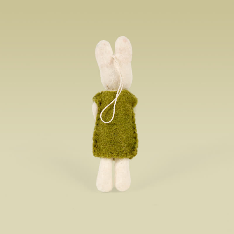 Needle Felt Bunny In Green Dress - Felted Animal | Nature Lover Gift - image 6