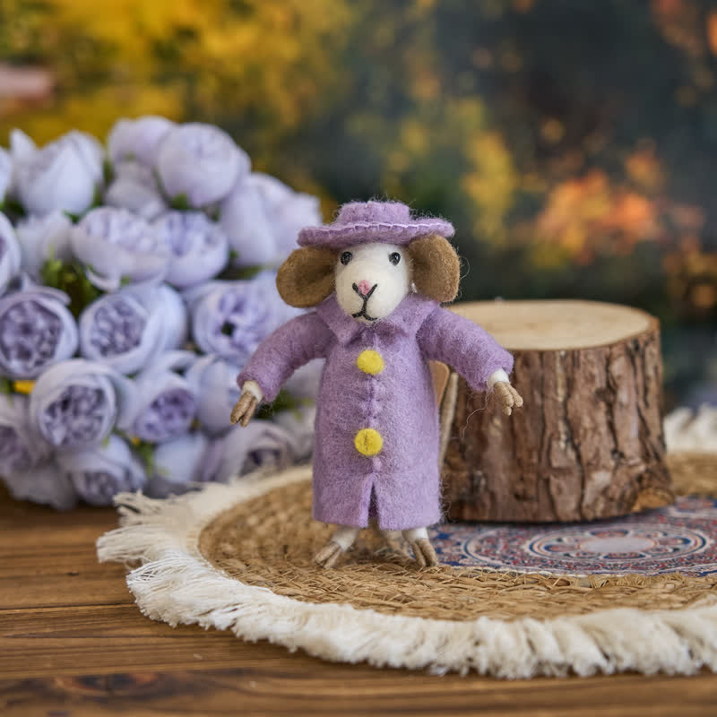 Needle Felt Little Mouse In A Purple Jacket - Felted Animal | Nature Lover Gift} Handmade Felted Products - image 2
