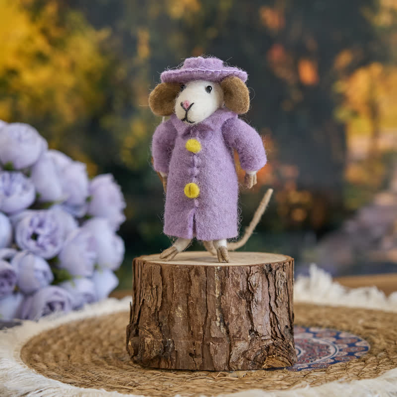 Needle Felt Little Mouse In A Purple Jacket - Felted Animal | Nature Lover Gift} Handmade Felted Products - Felted Animal - image 0