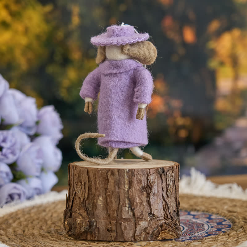 Needle Felt Little Mouse In A Purple Jacket - Felted Animal | Nature Lover Gift} Handmade Felted Products - image 1