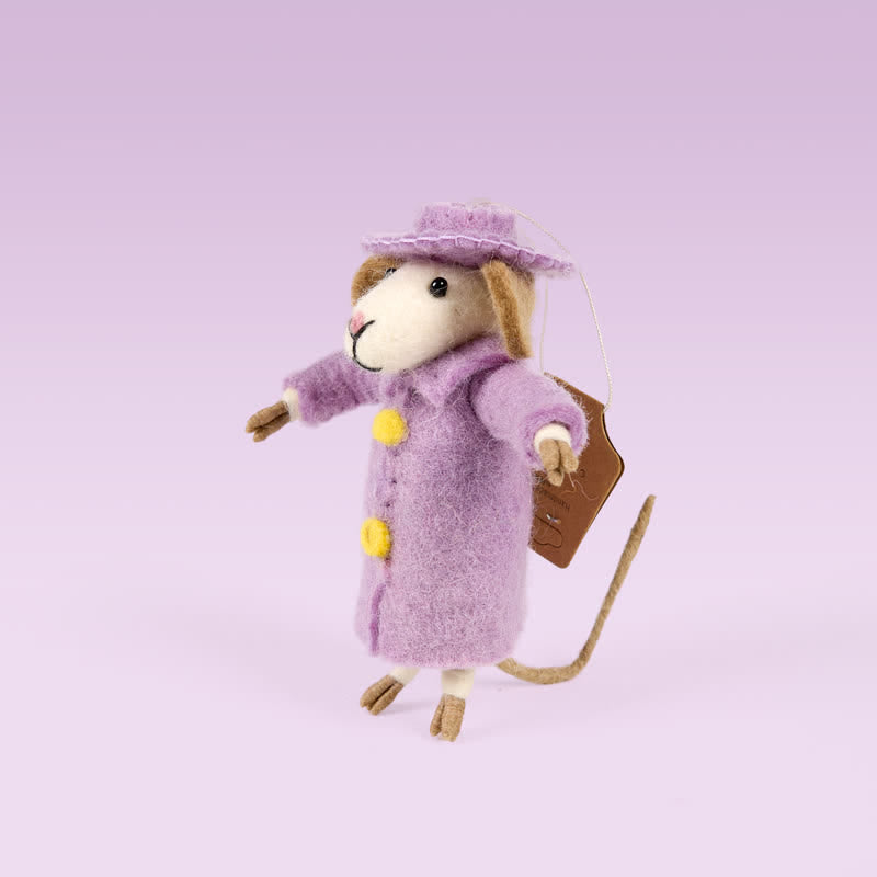 Needle Felt Little Mouse In A Purple Jacket - Felted Animal | Nature Lover Gift} Handmade Felted Products - image 6