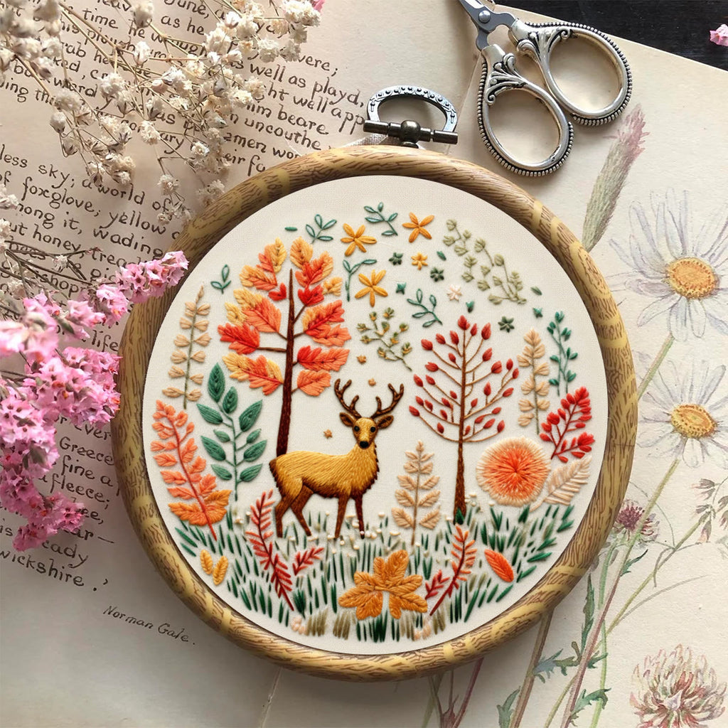 Rubbyoo Embroidery Kit - Cute Deer | DIY Needlework Craft Kit - image 1