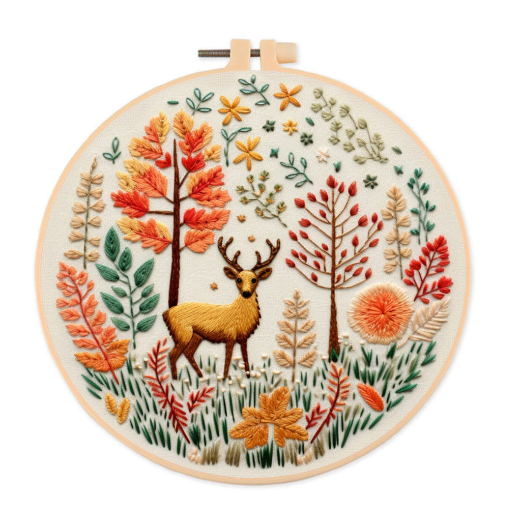 Rubbyoo Embroidery Kit - Cute Deer | DIY Needlework Craft Kit - 20*20cm - image 0