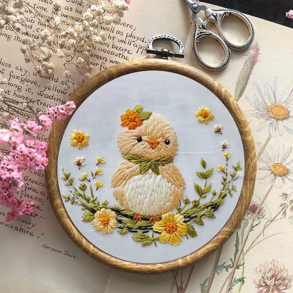 Rubbyoo Embroidery Kit - Little Chick And Flowers | Handmake Craft Kit - image 3