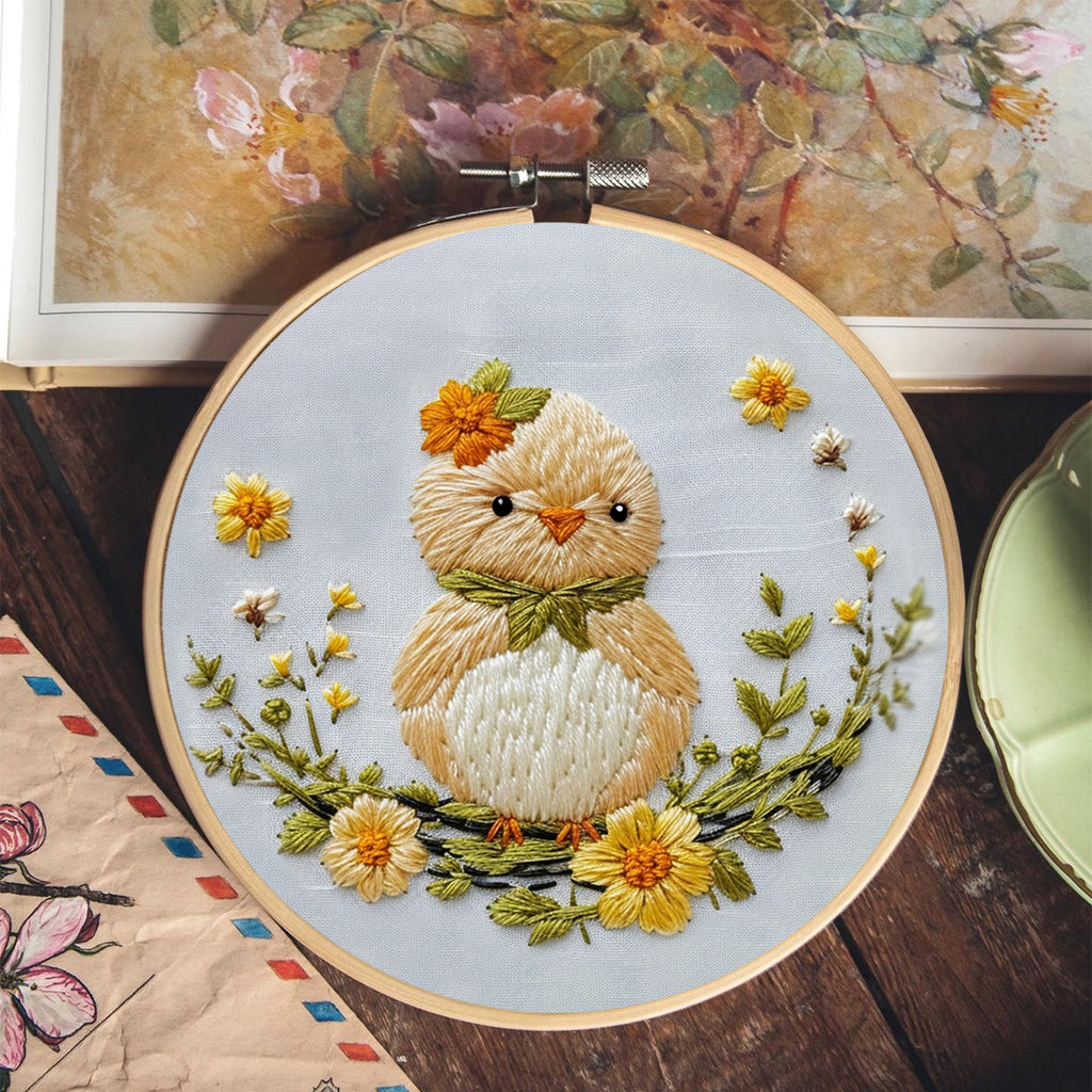 Rubbyoo Embroidery Kit - Little Chick And Flowers | Handmake Craft Kit - image 2