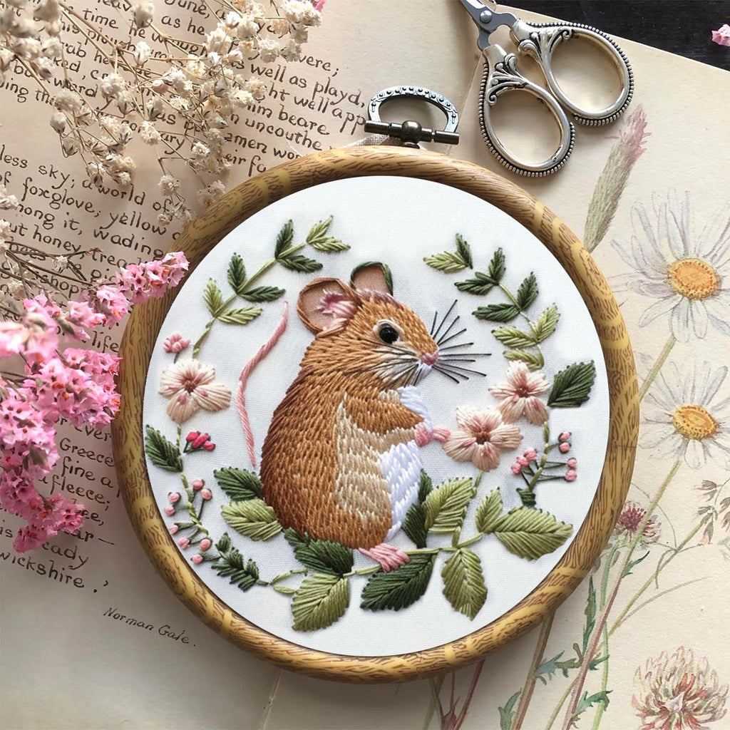 Rubbyoo Embroidery Kit - Floral Mouse | Stitiching Needlework Craft  - image 1