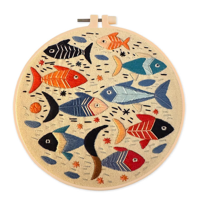 Rubbyoo Embroidery Kit - Lovely Fishes | Handmake Needlework Kits  - 20*20cm - image 0