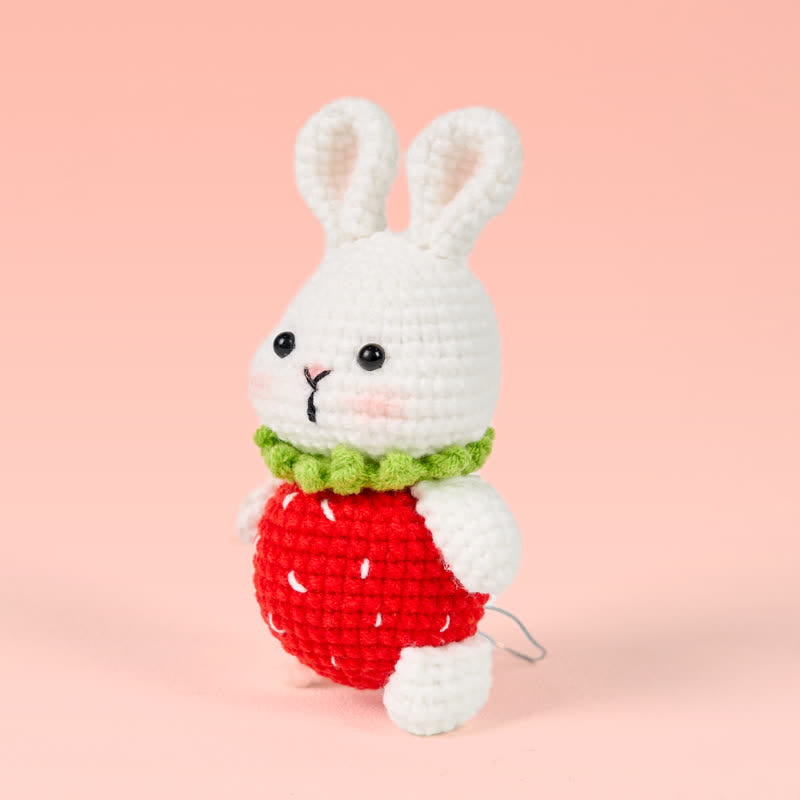 Handmade Strawberry Dress Bunny Crochet - Crochet Donut Plush | Handmade Crochet Keychain | Soft Bakery Toy - image 3