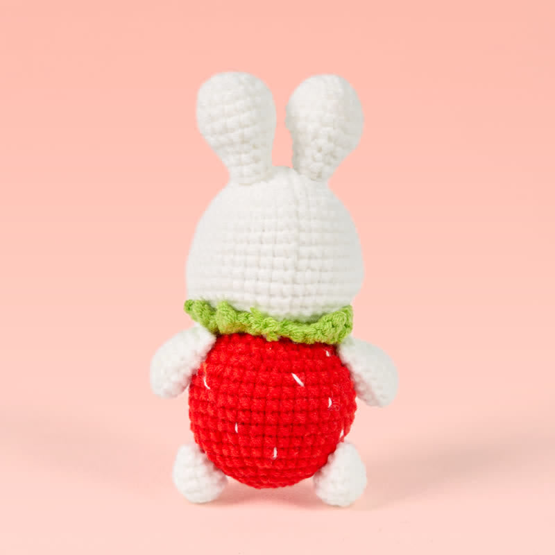 Handmade Strawberry Dress Bunny Crochet - Crochet Donut Plush | Handmade Crochet Keychain | Soft Bakery Toy - image 2