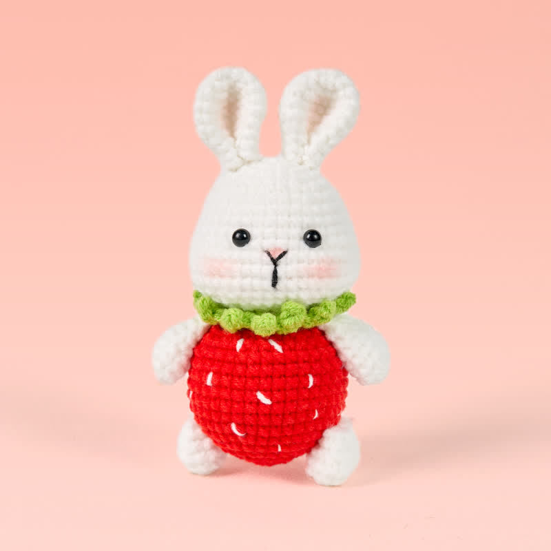 Handmade Strawberry Dress Bunny Crochet - Crochet Donut Plush | Handmade Crochet Keychain | Soft Bakery Toy - Strawberry Dress Bunny Crochet - image 0