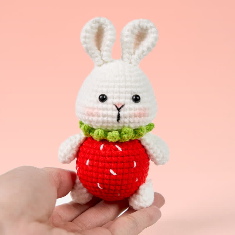 Handmade Strawberry Dress Bunny Crochet - Crochet Donut Plush | Handmade Crochet Keychain | Soft Bakery Toy - image 4