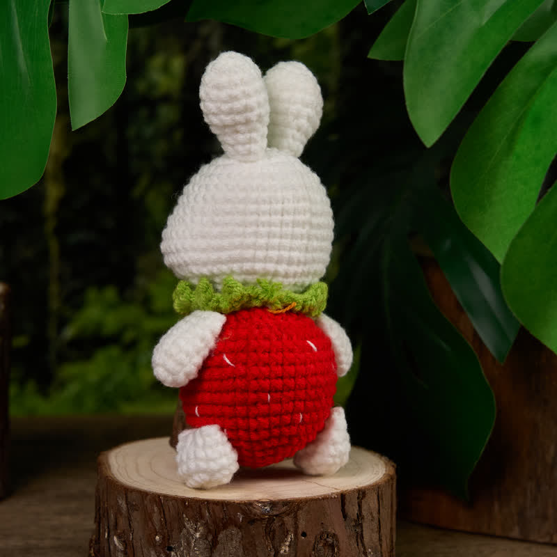 Handmade Strawberry Dress Bunny Crochet - Crochet Donut Plush | Handmade Crochet Keychain | Soft Bakery Toy - image 5