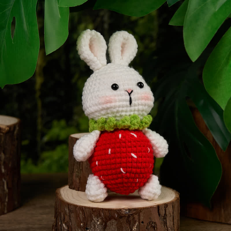 Handmade Strawberry Dress Bunny Crochet - Crochet Donut Plush | Handmade Crochet Keychain | Soft Bakery Toy - image 8