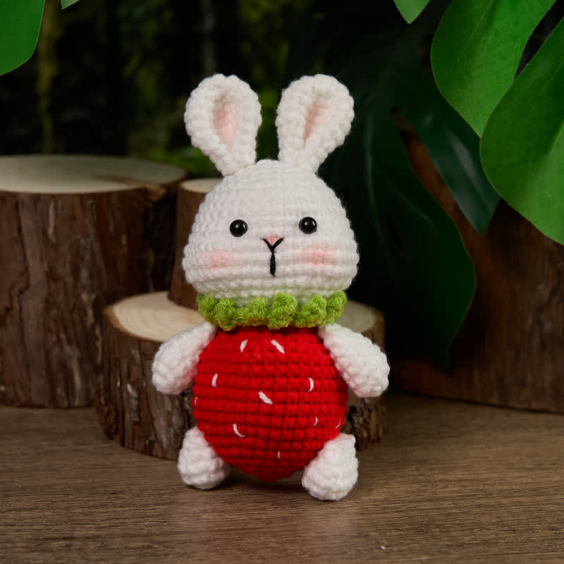 Handmade Strawberry Dress Bunny Crochet - Crochet Donut Plush | Handmade Crochet Keychain | Soft Bakery Toy - image 7