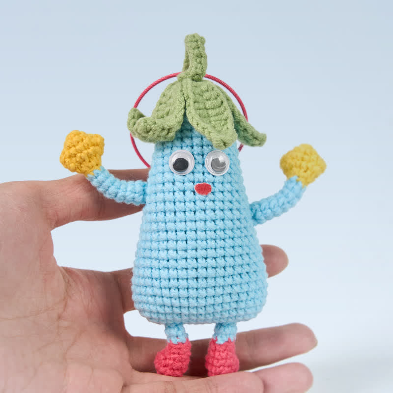Handmade Happy Eggplant Crochet - Emotional Toys | Handmade Crochet Keychain | Fashion Accessories - image 4