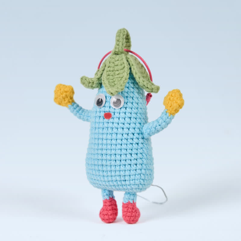 Handmade Happy Eggplant Crochet - Emotional Toys | Handmade Crochet Keychain | Fashion Accessories - image 1