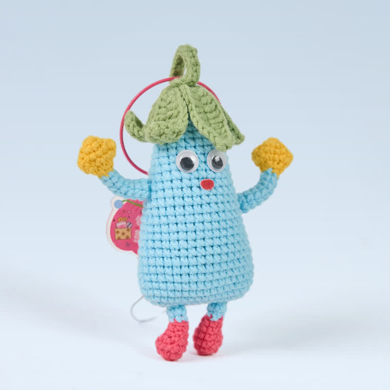 Handmade Happy Eggplant Crochet - Emotional Toys | Handmade Crochet Keychain | Fashion Accessories - image 2