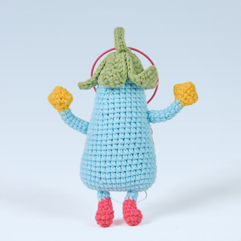 Handmade Happy Eggplant Crochet - Emotional Toys | Handmade Crochet Keychain | Fashion Accessories - image 3