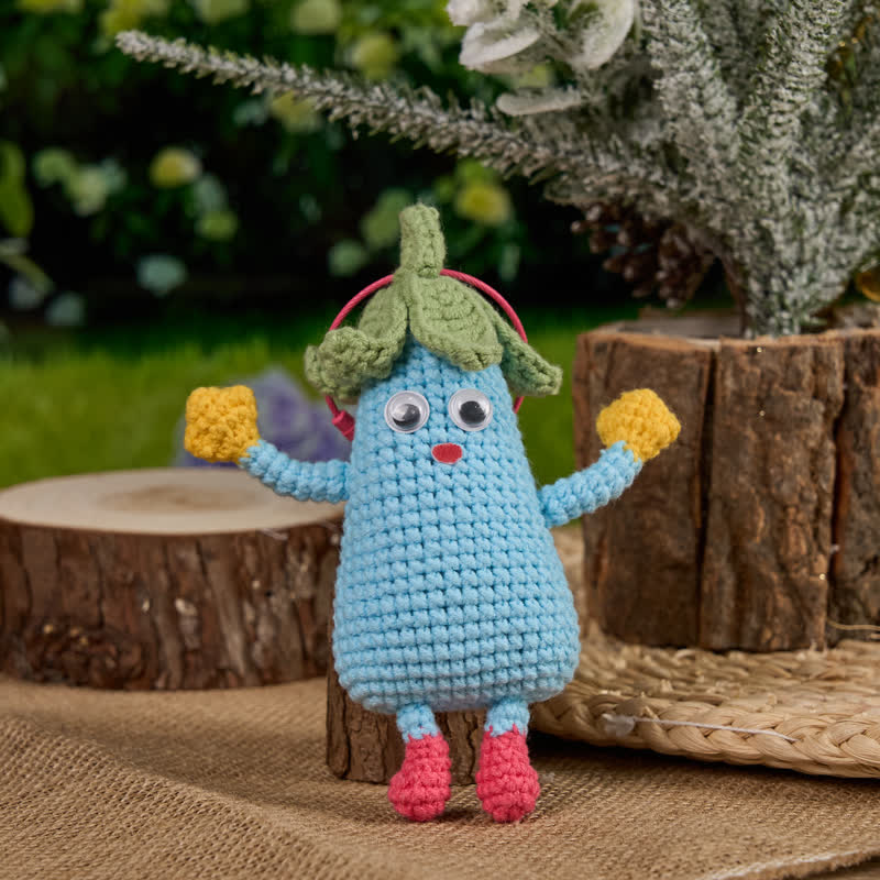 Handmade Happy Eggplant Crochet - Emotional Toys | Handmade Crochet Keychain | Fashion Accessories - image 6