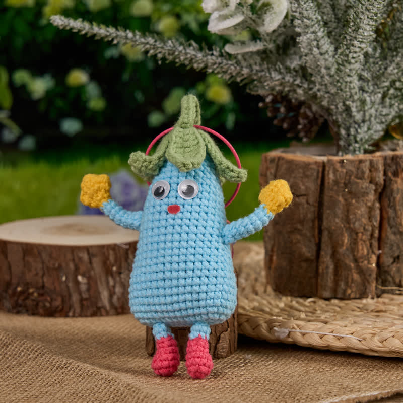 Handmade Happy Eggplant Crochet - Emotional Toys | Handmade Crochet Keychain | Fashion Accessories - image 5