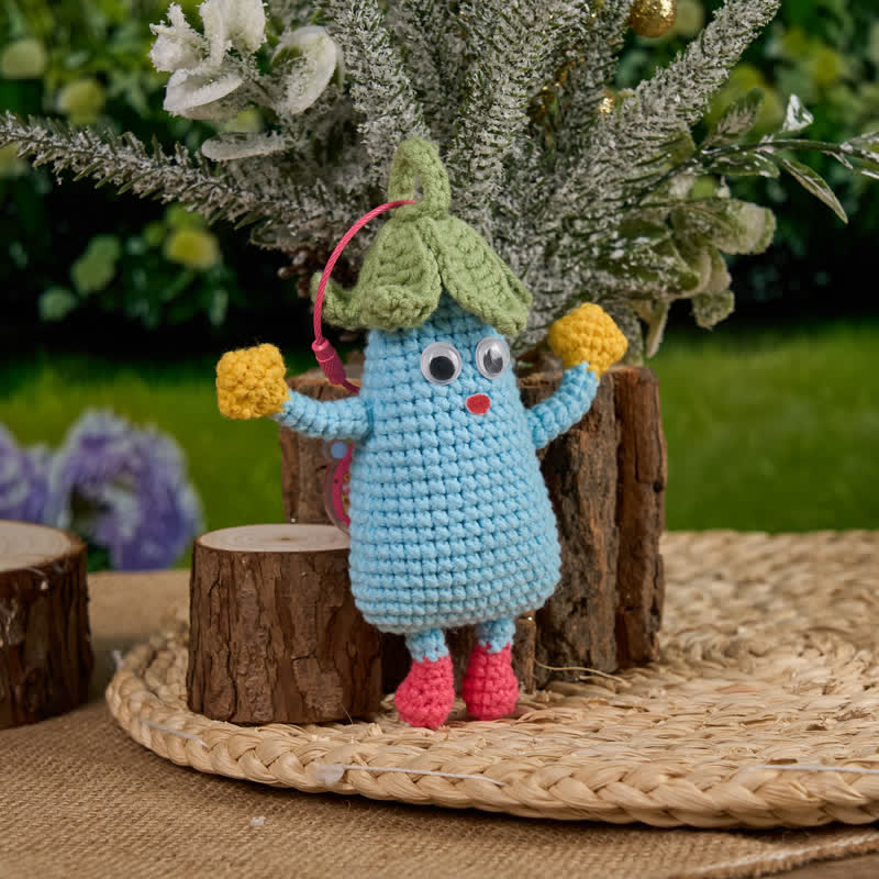 Handmade Happy Eggplant Crochet - Emotional Toys | Handmade Crochet Keychain | Fashion Accessories - image 7