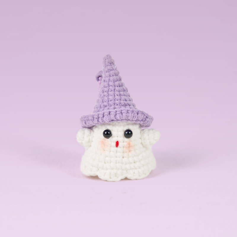 Handmade Cute Ghost Crochet - Handmade Crochet Keychain | Fashion Accessories - Witch ghost - image 3