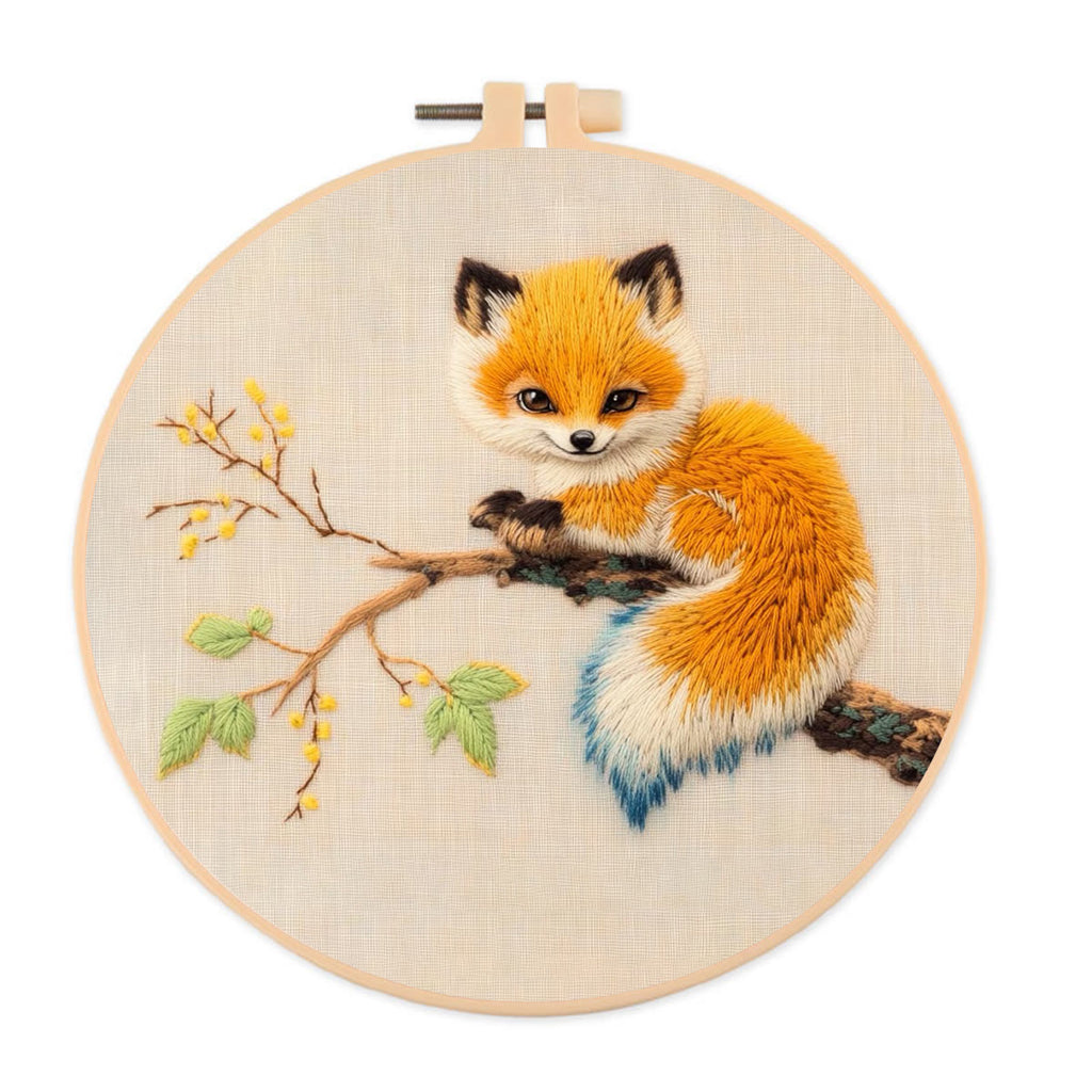 Rubbyoo Embroidery Kit - Tame Fox | Diy Handmake Craft  - 20*20cm - image 0