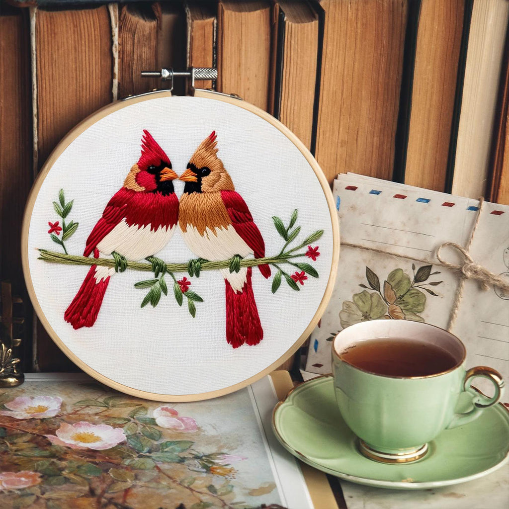 Rubbyoo Embroidery Kit - Couple Cardinals | Diy Craft Kit For Beginners - image 3