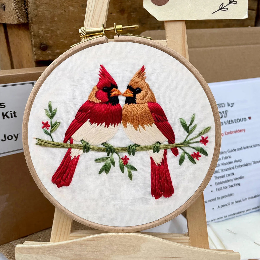 Rubbyoo Embroidery Kit - Couple Cardinals | Diy Craft Kit For Beginners - image 5