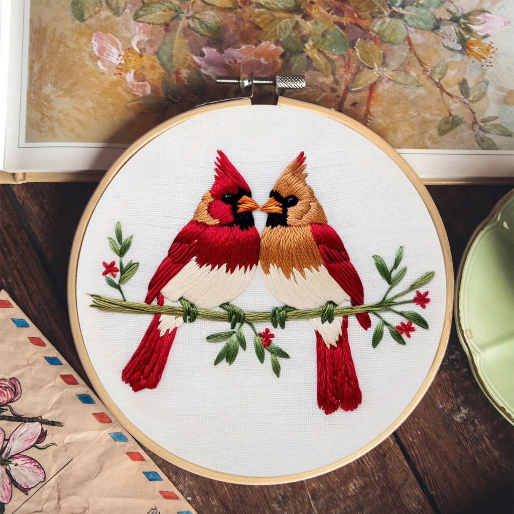Rubbyoo Embroidery Kit - Couple Cardinals | Diy Craft Kit For Beginners - image 4