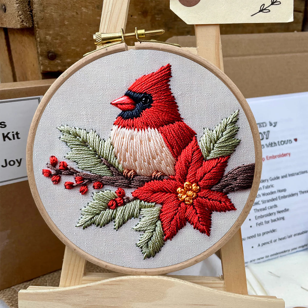 Rubbyoo Embroidery Kit - Cardinal And Flower | Handmake Gift For Stitch Lovers - image 6