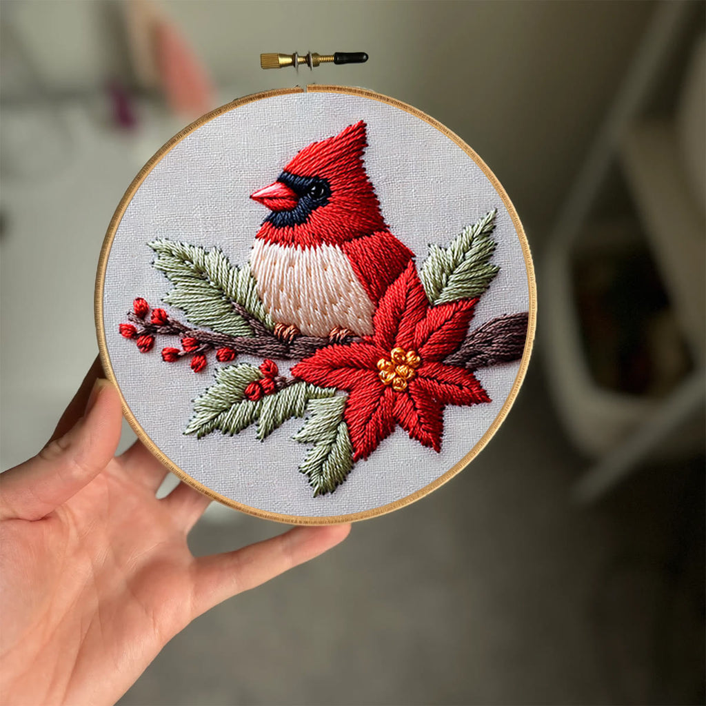 Rubbyoo Embroidery Kit - Cardinal And Flower | Handmake Gift For Stitch Lovers - image 7