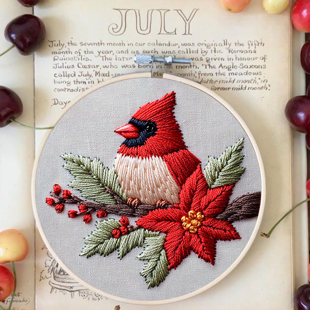 Rubbyoo Embroidery Kit - Cardinal And Flower | Handmake Gift For Stitch Lovers - image 5