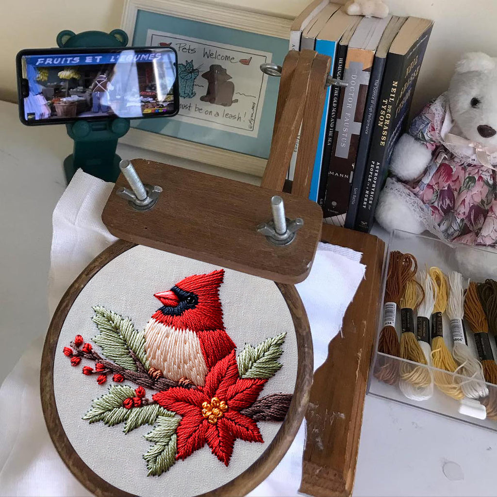 Rubbyoo Embroidery Kit - Cardinal And Flower | Handmake Gift For Stitch Lovers - image 8