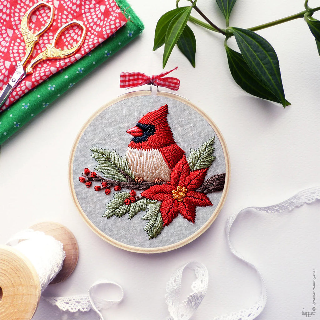 Rubbyoo Embroidery Kit - Cardinal And Flower | Handmake Gift For Stitch Lovers - image 4