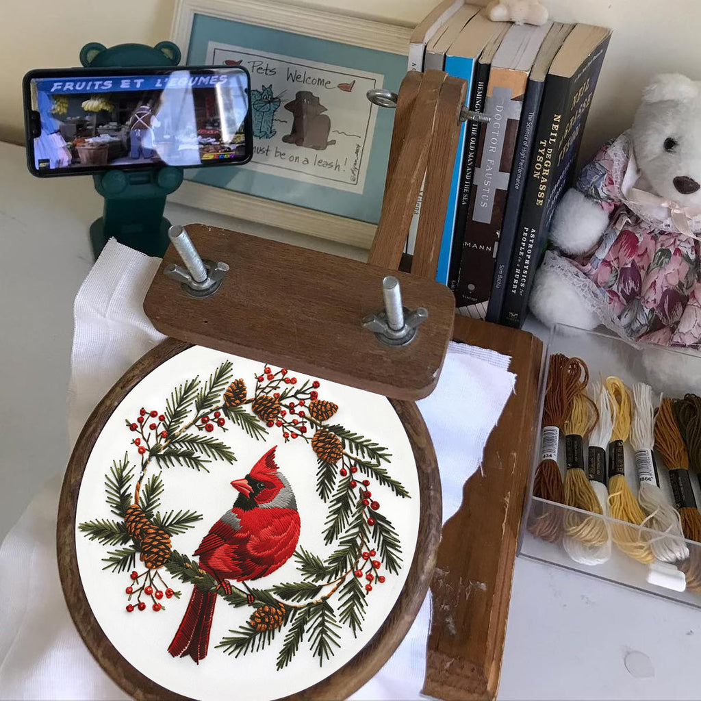 Rubbyoo Embroidery Kit - Cardinal With Pine Cones  | Diy Needle Craft kits - image 8