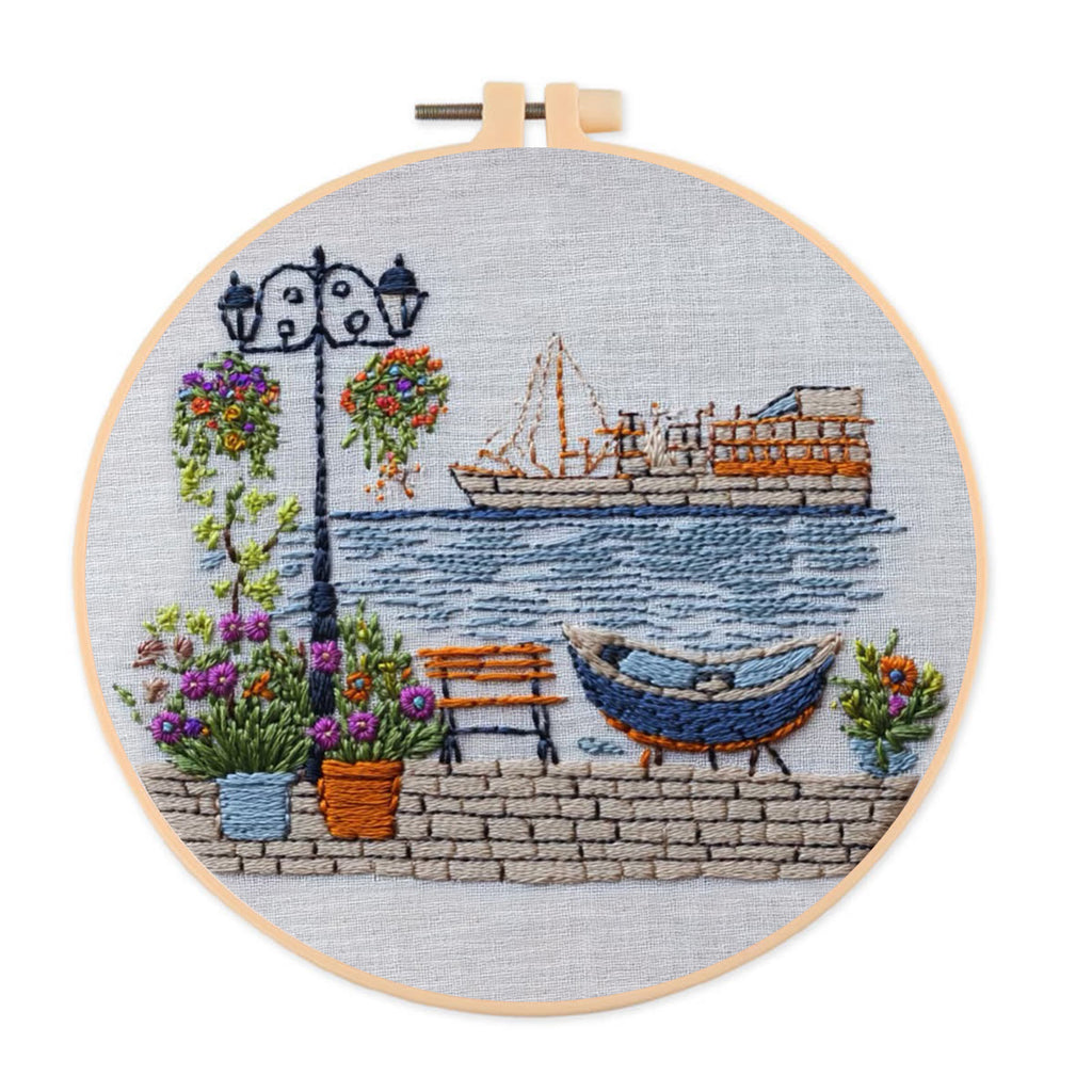 Rubbyoo Embroidery Kit - Colorful Seascape |  Needle Craft Kit Gifts - 20*20cm - image 0