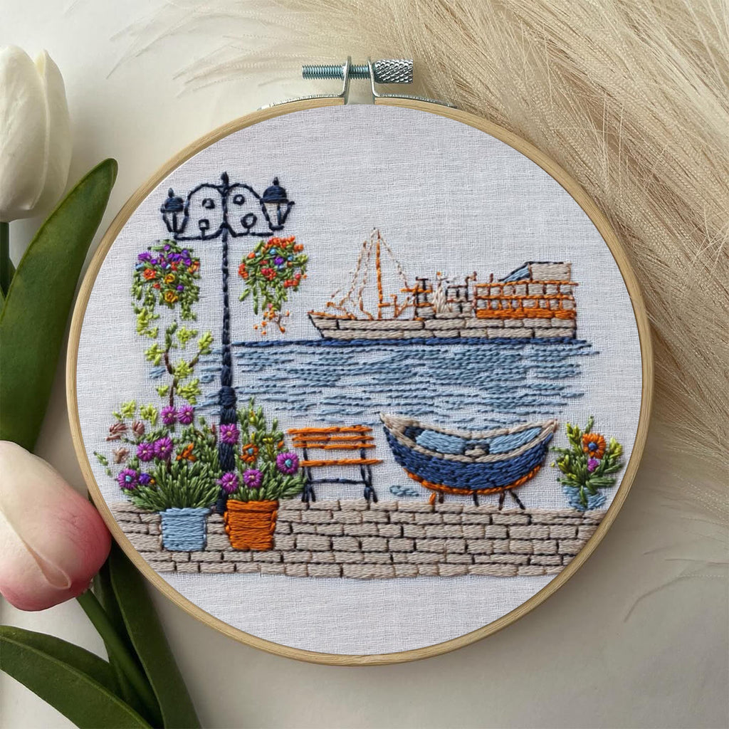 Rubbyoo Embroidery Kit - Colorful Seascape |  Needle Craft Kit Gifts - image 1