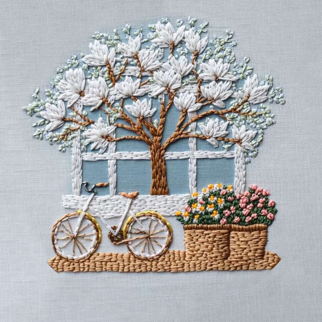 Rubbyoo Embroidery Kit - Bicycle With Beautiful Flowers | Diy Stitching Craft Kits - image 9