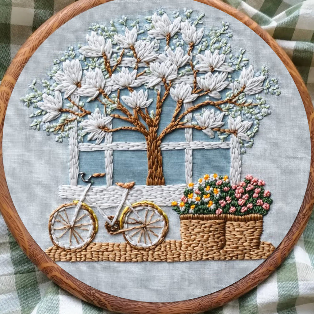 Rubbyoo Embroidery Kit - Bicycle With Beautiful Flowers | Diy Stitching Craft Kits - image 8