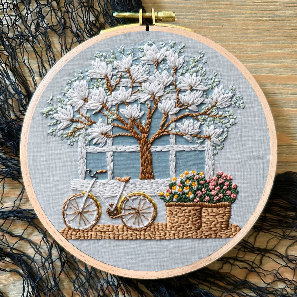Rubbyoo Embroidery Kit - Bicycle With Beautiful Flowers | Diy Stitching Craft Kits - image 6