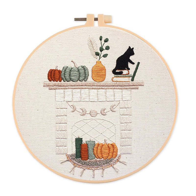 Rubbyoo Embroidery Kit - Autumn Hearth | Holiday Needle Craft Gifts - 20*20cm - image 0